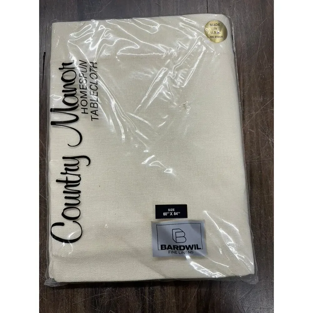 NEW Vintage Country Manor Tablecloth 60x84 Cream Color BARDWILL ‎ Fine linens